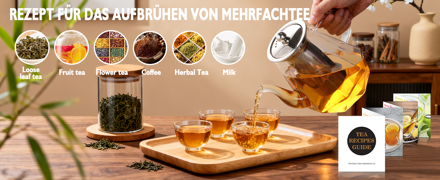 Скляний чайник STNTUS з підігрівачем та ситечком для листового чаю, 1.2 л, нержавіюча сталь