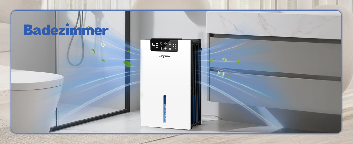 Електричний осушувач повітря 2700 мл з фільтром, LED дисплеєм та автовимкненням, білий