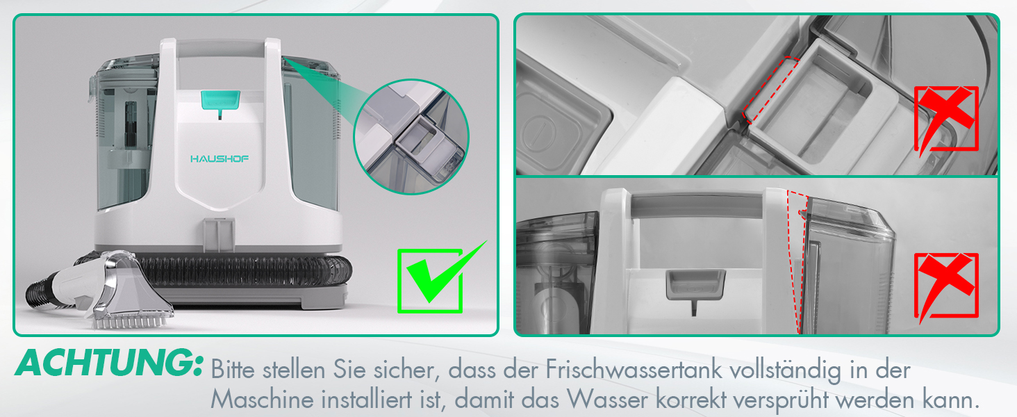 Портативний пилосос для миття килимів та диванів HAUSHOF, StainZapper, 400W, білий/сірий