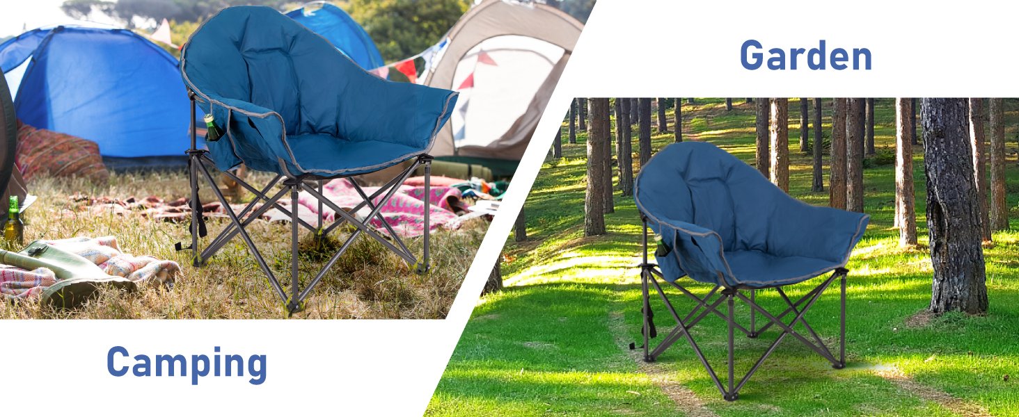 Крісло для кемпінгу High Point Sports Moon Chair XXL: широке, розкладне, до 150 кг, для відпочинку на природі та вдома