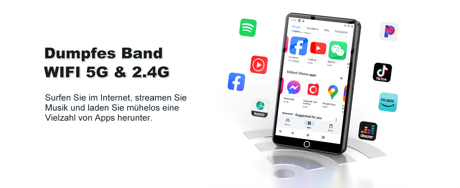 MP3 плеєр Spotify з WiFi та Bluetooth, Android MP4 плеєр для дітей 4.02