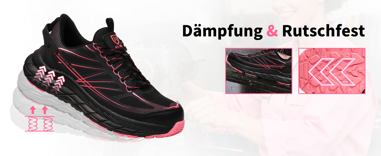 Черевики робочі чоловічі/жіночі, захисні черевики зі сталевим підноском, легкі, дихаючі, EU 37-46 (Рожевий, 39 EU)