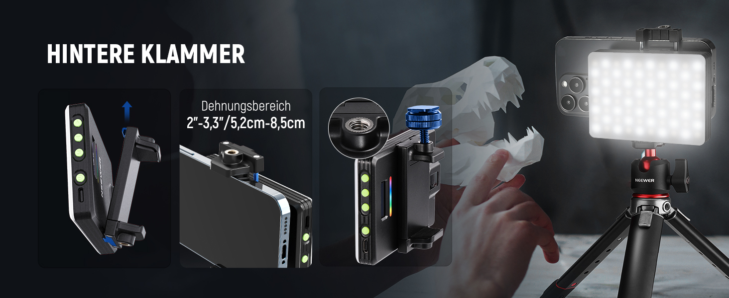 LED світло для селфі NEEWER Entry Level: clip-on, 54 LED, CRI 88, 650mAh, для iPhone, комп'ютера, вебкамери, Zoom, макіяжу