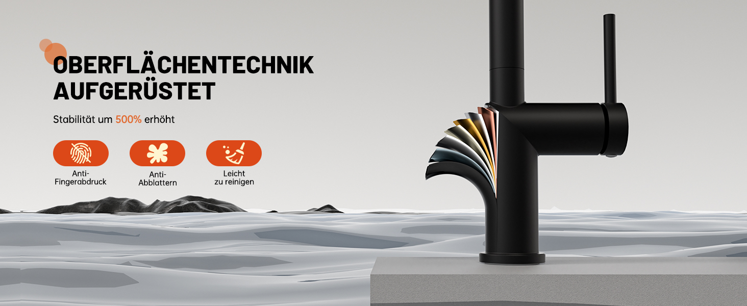 Кухонний змішувач Appaso, висувний, чорний, з 2 режимами струменя, 360° поворот, для кухні | Нержавіюча сталь, матовий чорний