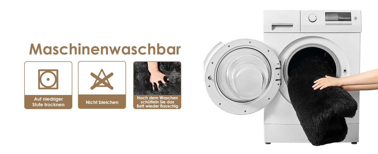 М'яке ліжко для собак EHEYCIGA, 60x45 см, чорне, з довгим плюшем, миється, не слизьке