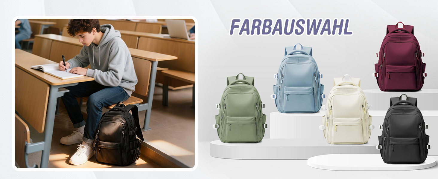 Шкільний рюкзак HYC00 для дівчаток та хлопчиків-підлітків, водонепроникний, для ноутбука 14 дюймів, casual, для подорожей та навчання, кольори: M4-зелений, M1-чорний