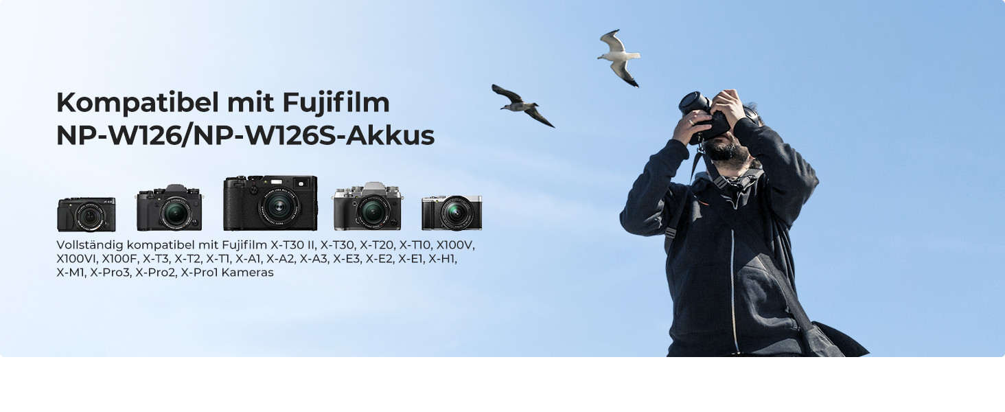Акумулятор K&F Concept NP-W126/NP-W126S для Fujifilm (1300 mAh x2) + Зарядний пристрій Type-C/Micro-USB