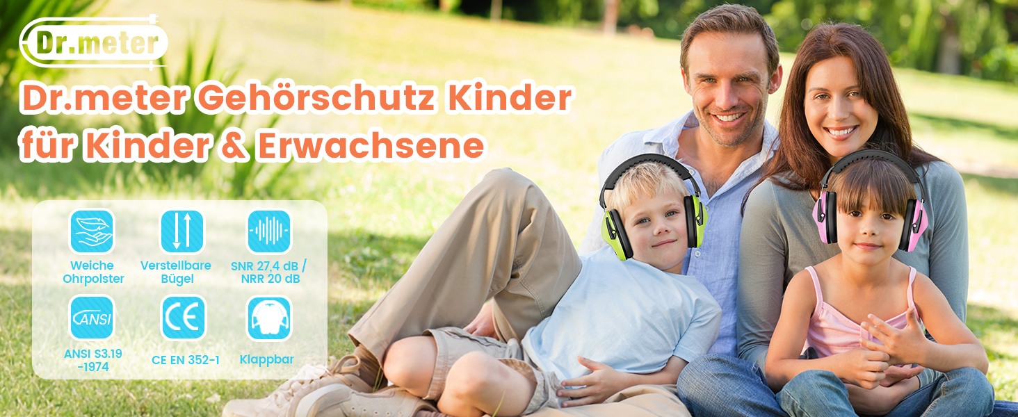 Навушники для захисту від шуму Dr.meter для дітей, блакитні. Ідеально підходять для дітей з аутизмом, для повсякденного використання, спорту та заходів.