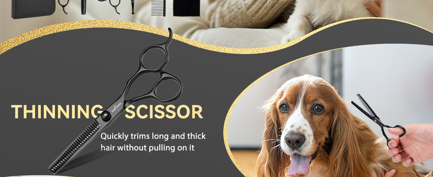 Набір професійних ножиць Nobleza для грумінгу собак та котів, 6 в 1, з нержавіючої сталі 4CR, з гребінцем для догляду за шерстю