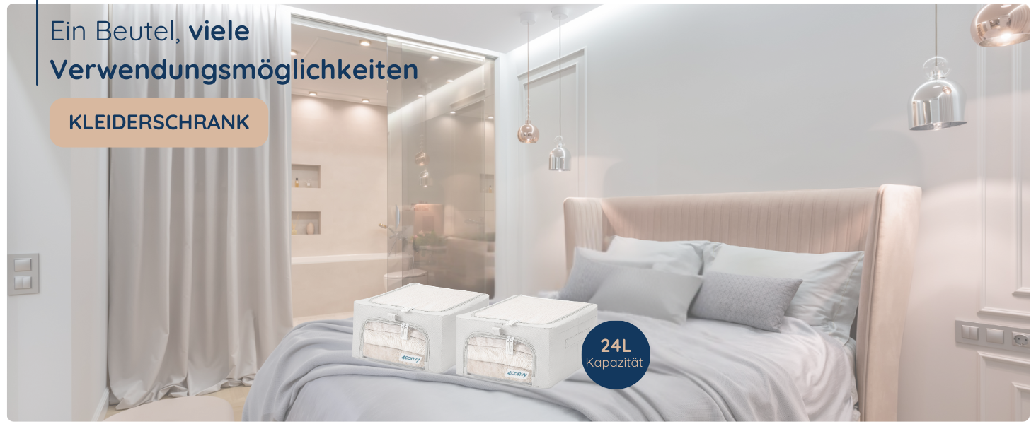 4CONVY Коробка для зберігання одягу з блискавкою та металевим каркасом - 3x24L, сіра, з вікнами (2 шт.) [2024, покращений матеріал]