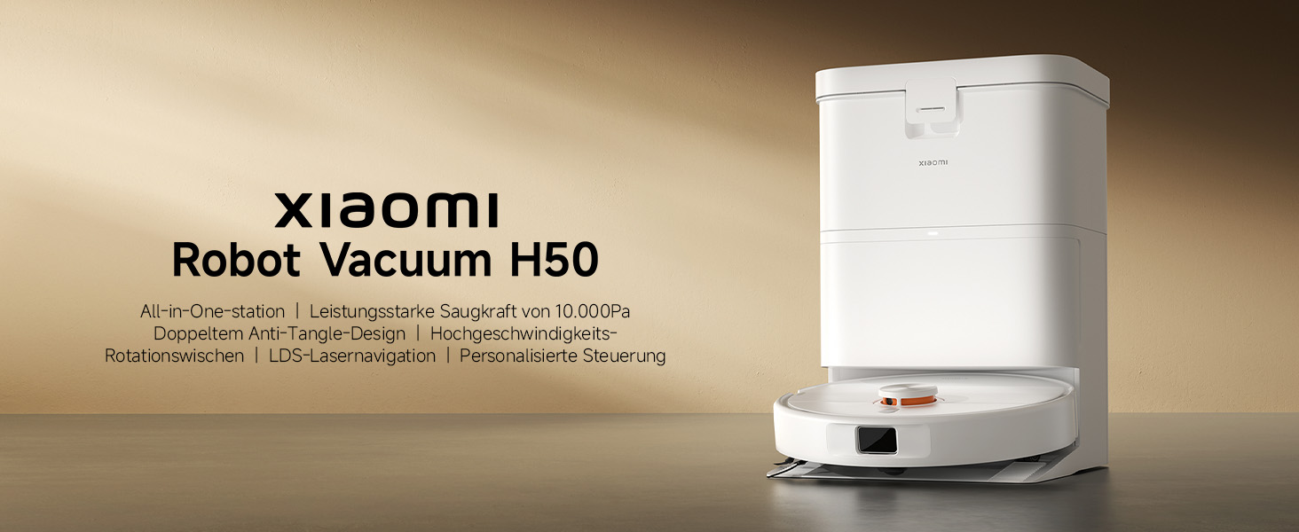 Робот-пилосос Xiaomi H50 (2026) з функцією вологого прибирання, потужність всмоктування 6000 Па, піднімаючі швабри