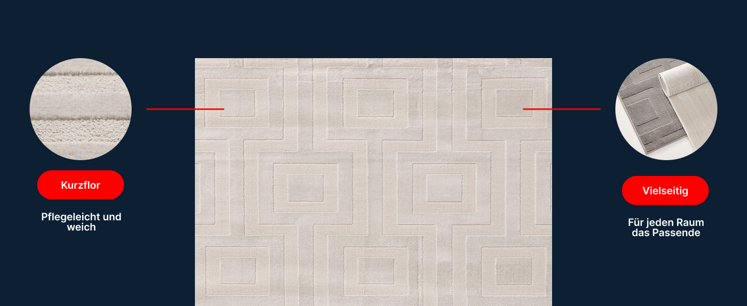 Килим Interiyou для вітальні Cannes, 120x170 см, кремовий - для спальні, їдальні, дитячої кімнати - короткий ворс, скандинавський бохо-дизайн, високий/низький ворс, геометричний малюнок (120 x 170 см, прямокутний)