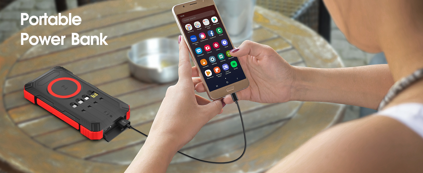 Power Bank 50000mAh з кабелем, портативний акумулятор для телефону з LED-дисплеєм, швидка зарядка USB-C PD 20W та QC 22.5W, 2 входи/5 виходів, для планшетів, телефонів, подорожей, кемпінгу (Помаранчевий)