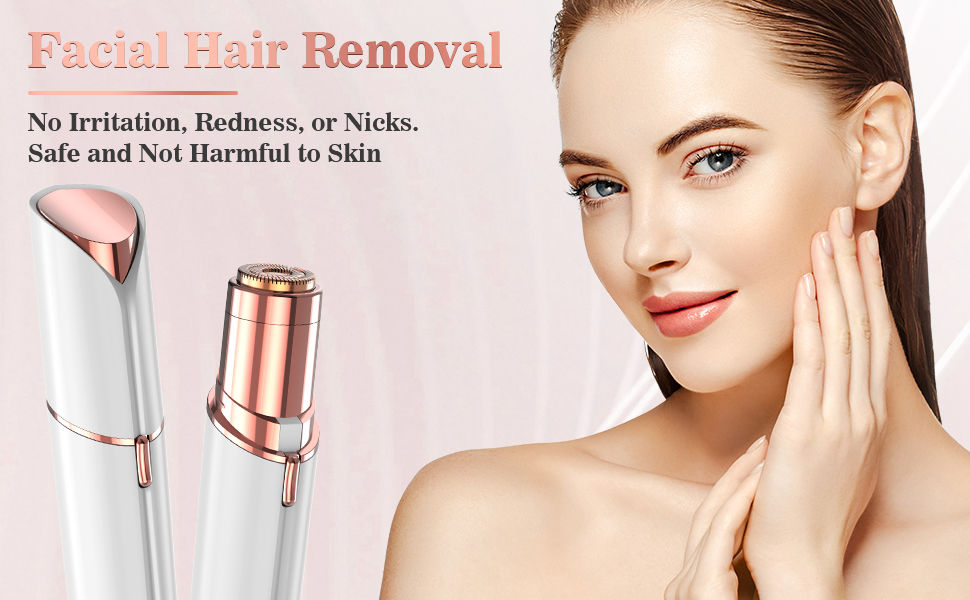Електричний пристрій для видалення волосся на обличчі для жінок з LED-підсвічуванням, безболісний тример для обличчя, тіла, губ та підборіддя, білий