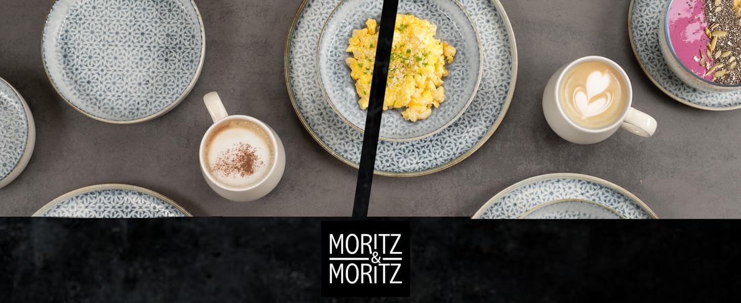 Набір кавових чашок Moritz & Moritz ALHAMBRA, 6 шт., кремовий колір, 380 мл, порцеляна. Стильний дизайн з ручкою, для кави, чаю, капучино