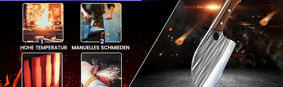 Набір ножів кухонних MDHAND 14 предметів з чохлом, сталь High Carbon, для кухні, кемпінгу, BBQ (смугастий)