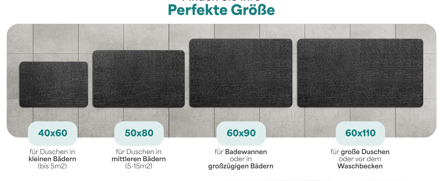 Гігієнічний килимок для ванної кімнати 40x60 см, протиковзкий та вологопоглинаючий підкладник під душ, що швидко сохне, чорний