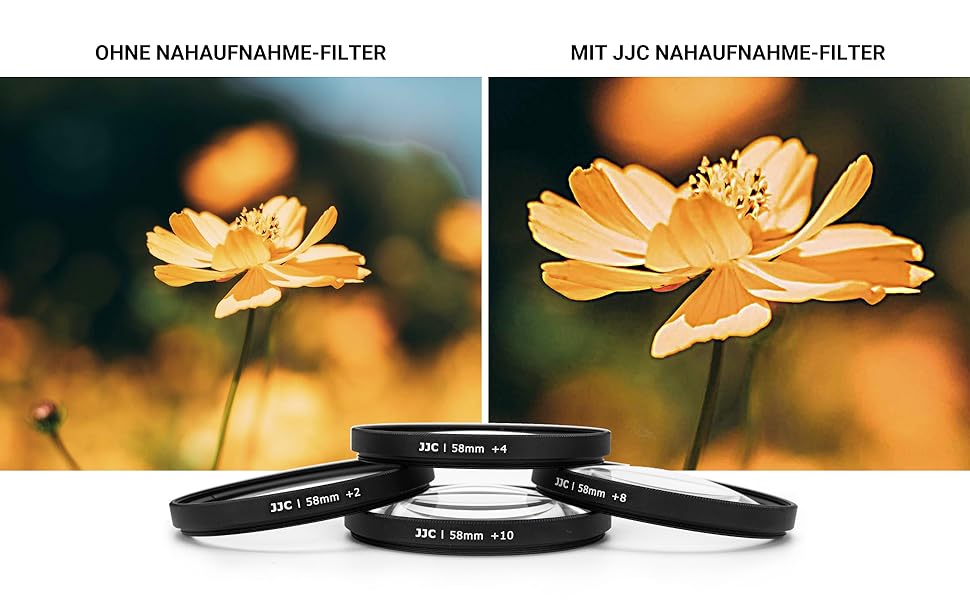 Набір макрофільтрів JJC 58 мм (+2, +4, +8, +10) для Canon EOS 90D 80D 5DII 5DIII 60D 70D та інші камери з об'єктивом 58 мм + чохол для фільтрів