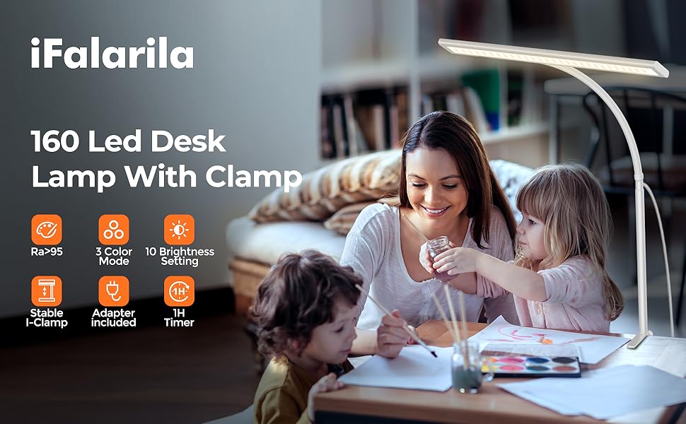LED лампа для столу 10W з регулюванням яскравості - 160 LED, USB-адаптер, 3 колірні температури, 10 рівнів яскравості, гнучкий 30см шлангу, для дому та офісу, з пультом керування