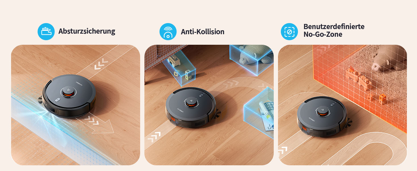 Робот-пилосос Airzeen Q10 Pro S з вологою, 6000Pa, LiDAR, керування через APP та Alexa, для дому, килимів, шерсті тварин, чорний