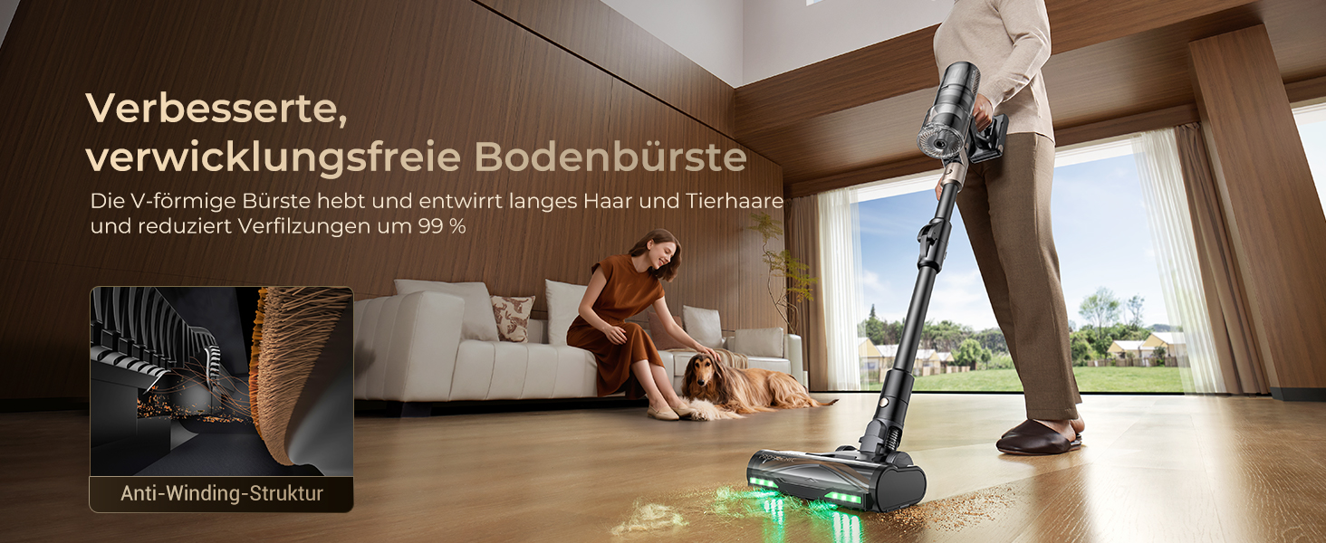 Бездротовий пилосос Proscenic P20 з функцією миття, 70KPa, 70 хв, 680W, самостійна док-станція, фільтр 6 шарів, 1,5л, для килимів та шерсті домашніх тварин, Aurum Black