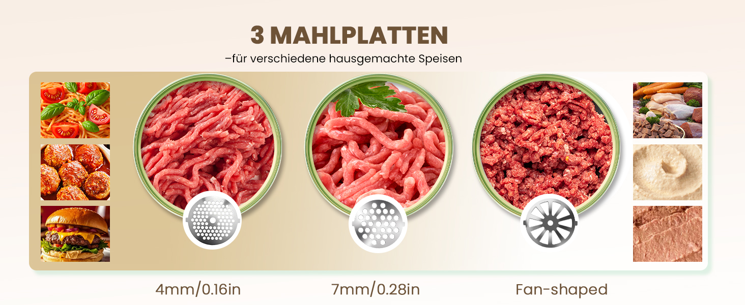 М'ясорубка електрична Huanyu 2000 Вт з сенсорним керуванням, багатофункціональна з 2 ножами та 3 дисками