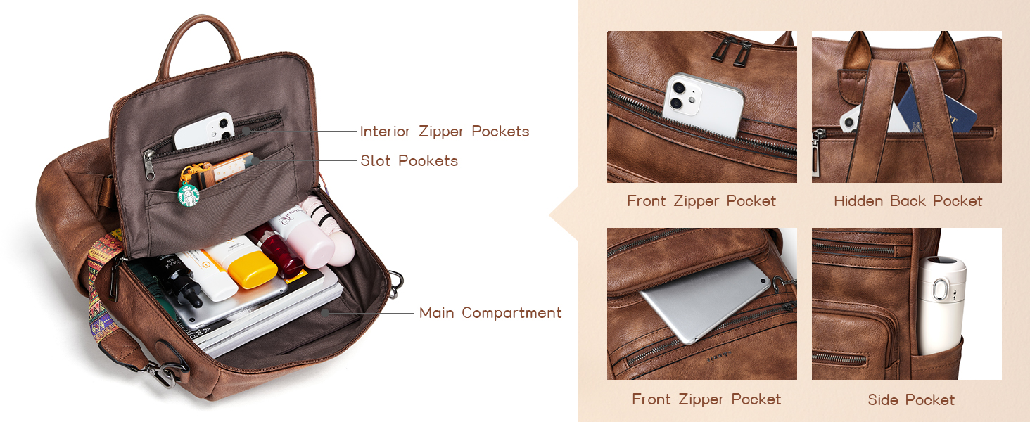 Шкіряний рюкзак-трансформер для жінок Shrrie: стильний рюкзак-сумка, Daypack, двоколірний каштано-коричневий