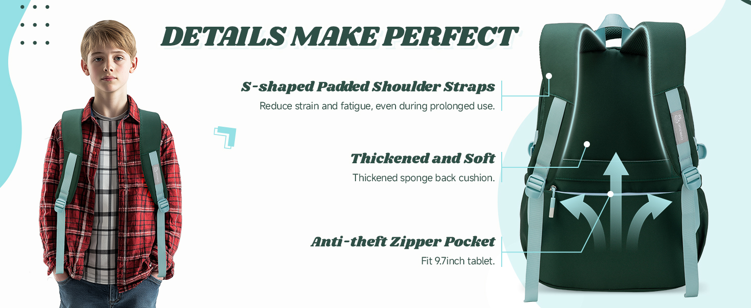 Шкільний рюкзак для підлітків (унісекс), 5-10 клас, 20L. Водовідштовхуючий, для ноутбука 15.6