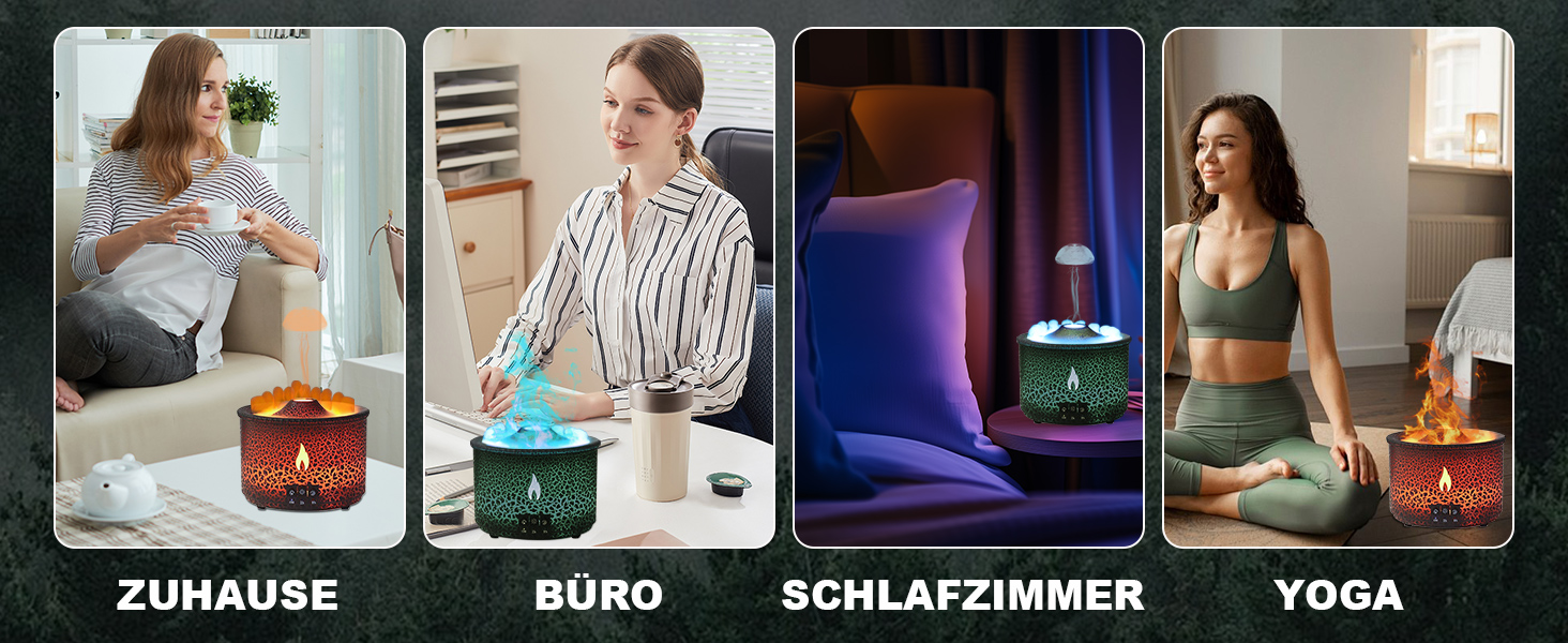 Аромадифузор Vulkan з підсвічуванням: зволожувач повітря, 300 мл, 2 режими, керування від пульта, холодний пар, для дому, фітнесу, білий