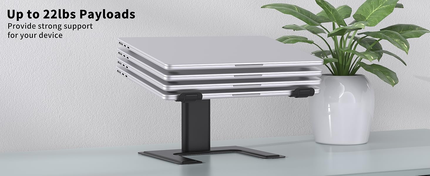 Підставка для ноутбука ALASHI, регульована висота, ергономічна, металева, чорна (10-15.6 дюймів)