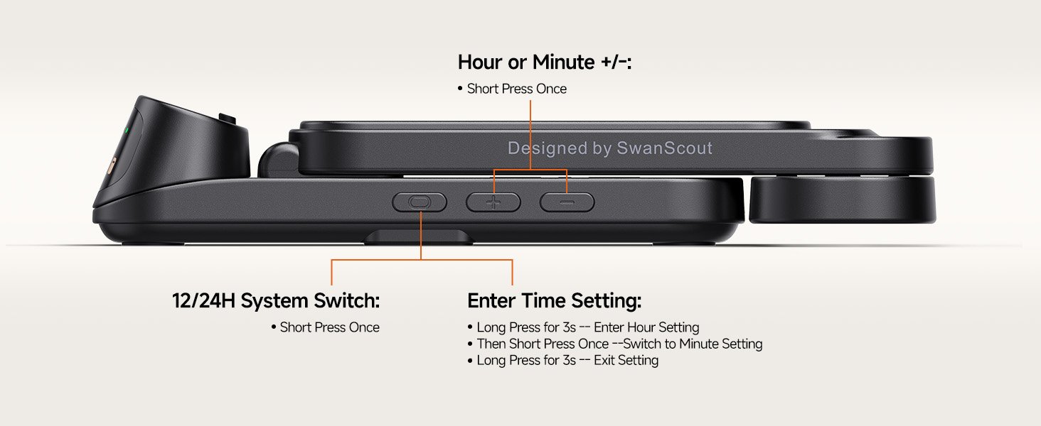 Бездротова зарядка SwanScout 708S для Samsung Galaxy S26 Ultra/+/S26/S25/S24/S23/S22/S21, Galaxy Watch Ultra/8/7/6/5/4, Galaxy Buds4 Pro (Без адаптера) Чорна