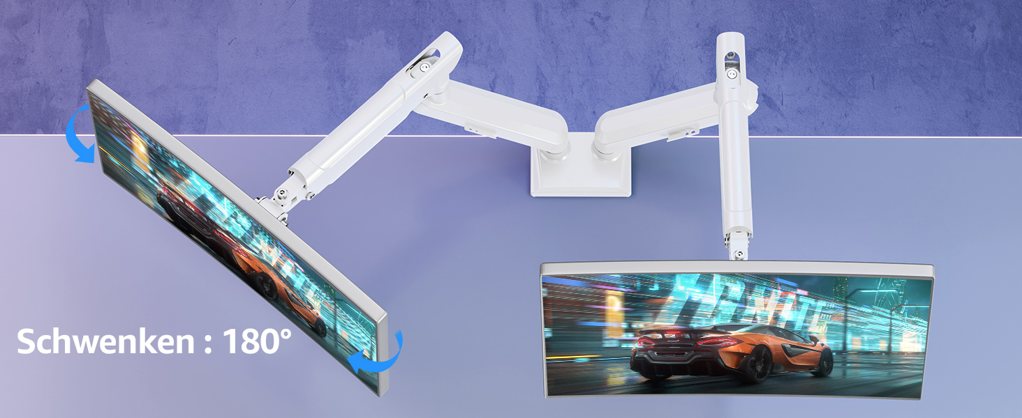 Кріплення для монітора ELIVED EV6012W: підставка для 2 моніторів (13-32 дюйми, 2-9 кг, VESA 75/100mm, регульована, білий)