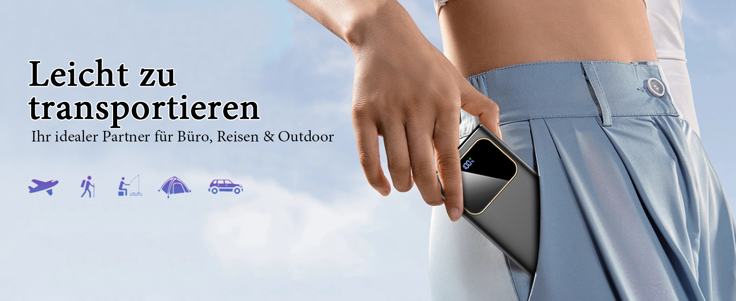 Power Bank 20000mAh з USB-C, PD 3.0, QC 4.0, 22.5W, чорний - для iPhone, Samsung та інших