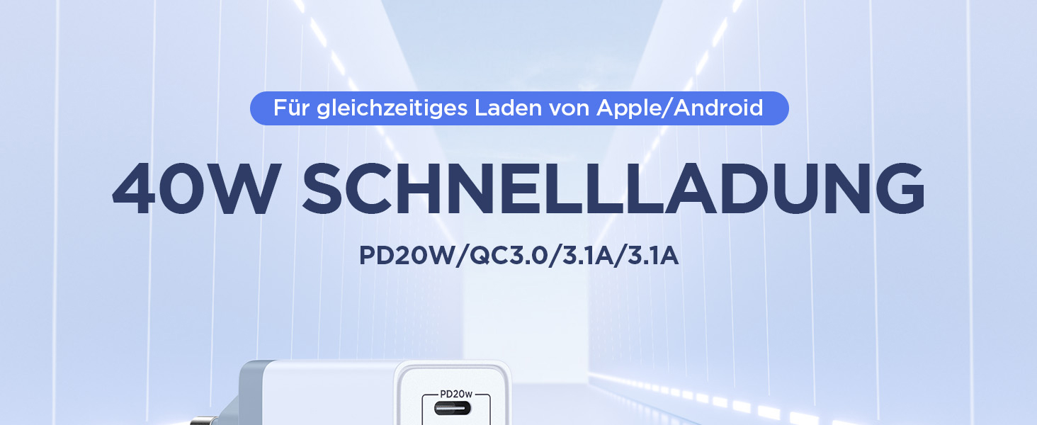 Подвійний USB зарядний пристрій 40W з 4 портами USB-C та USB-A, PD 3.0, для iPhone, Samsung та інших телефонів (2 шт. в упаковці, білий)