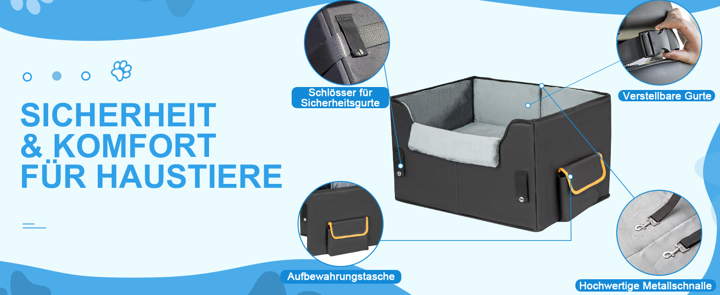 Автомобільний лежак для собак - чорний, 20 кг, M - зручний крісло-кошик для собак на переднє сидіння або заднє сидіння авто