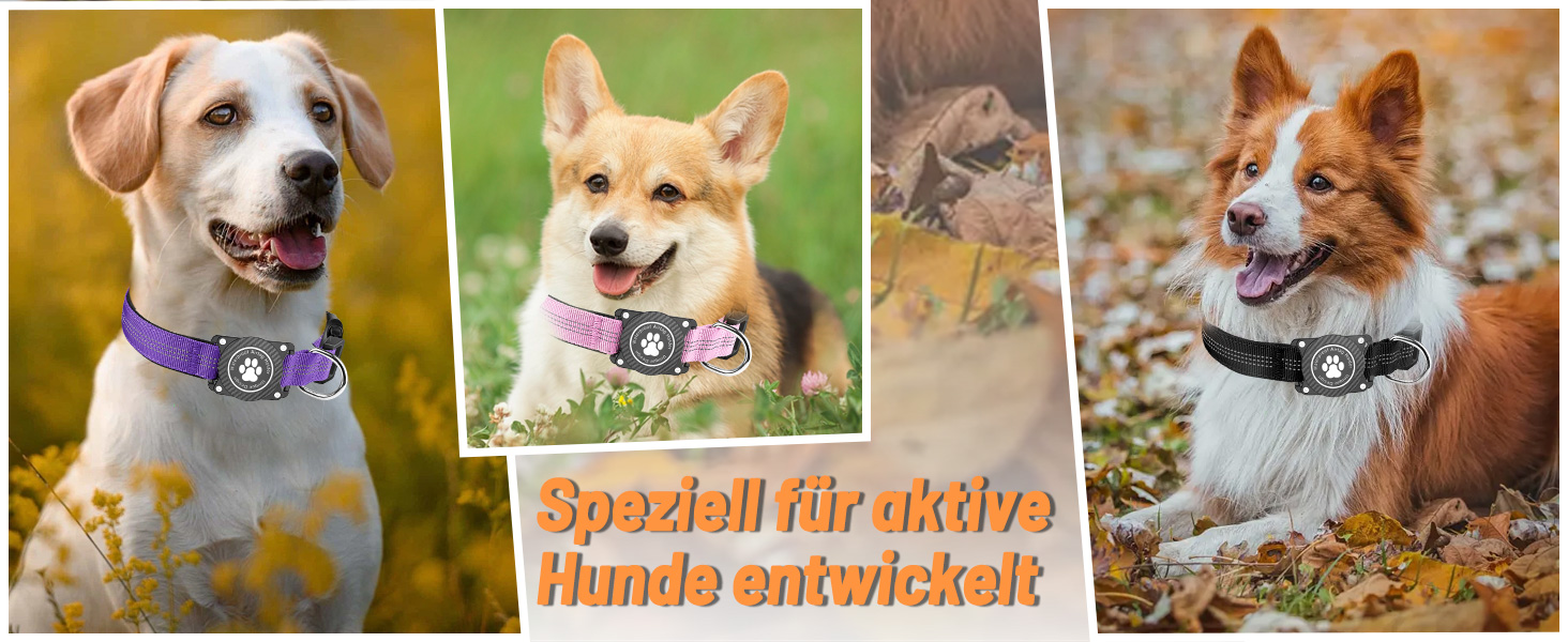 Світловідбиваючий нашийник для Apple AirTag для собак, регульований, водонепроникний, чорний, L (37.5-51.5 см)