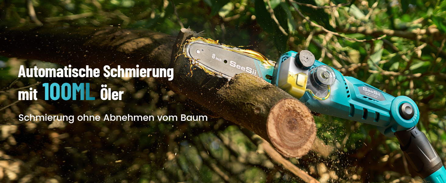 SEESII Безщіткова міні-пилка 6 дюймів, ручна акумуляторна пилка з 2 * 4000 mAh акумуляторами, одноручна пилка з автоматичним змащенням, сумісна з акумулятором Makita 18V, електрична пилка для дерева, гілок 6 дюймів Безщіткова (8&10 дюймовий високий захват)