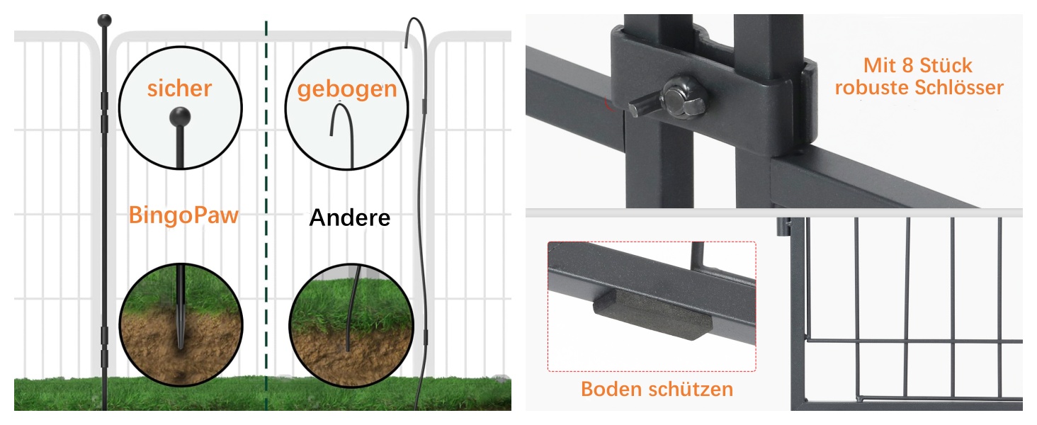 Летіжне полотно BingoPaw XXL для цуценят: міцний металевий забіг для собак, кроликів, котів, хом'яків (8 частин, 80 см)