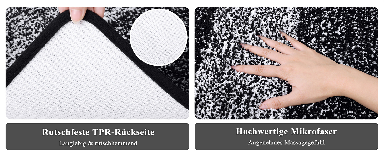 Enyhom 3-Piece Microfiber Bath Mat Set - Non-Slip Bathroom Rugs & Toilet Lid Cover - Soft & Washable (Black, 45x65cm, 50x80cm, 50x60cm)
