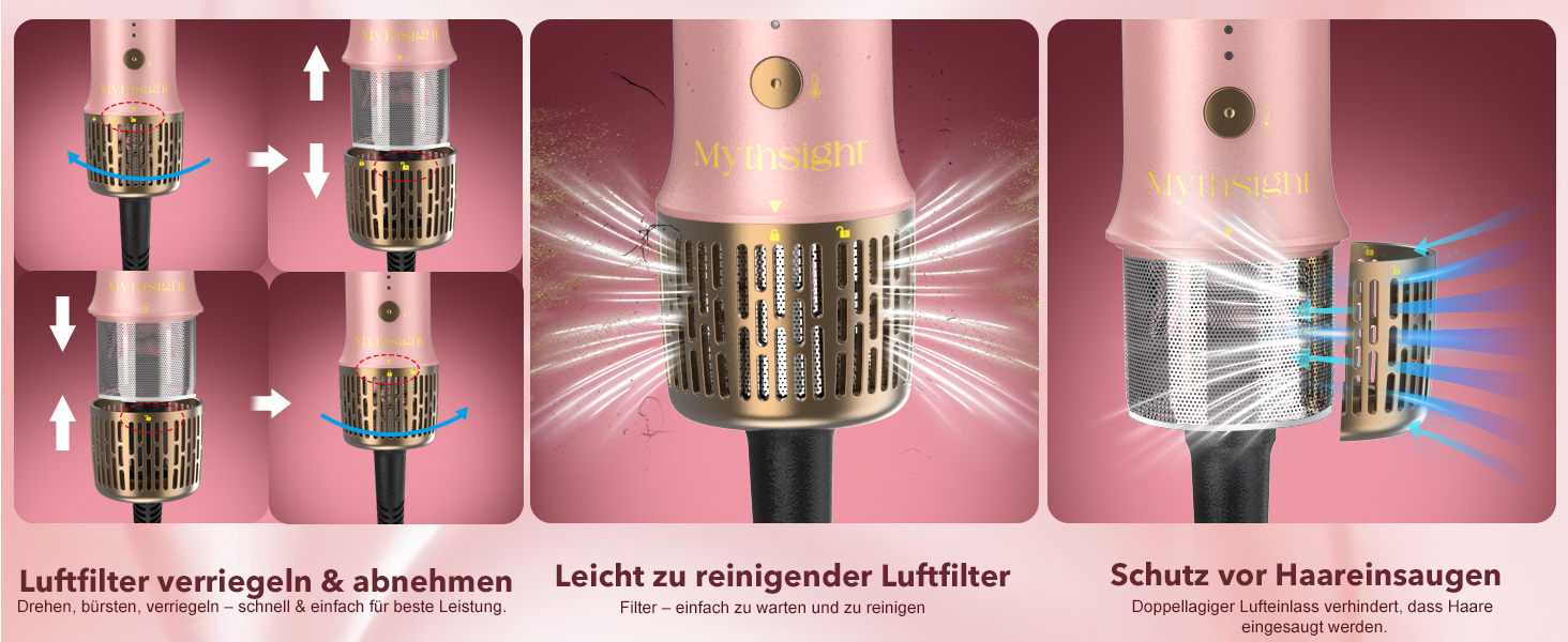 8-в-1 Airstyler: Фен-щітка для волосся з автоматичною насадкою для локонів, етикеткою Pink. Швидке сушіння, об'єм та без пошкоджень. У комплекті сумка для подорожей.