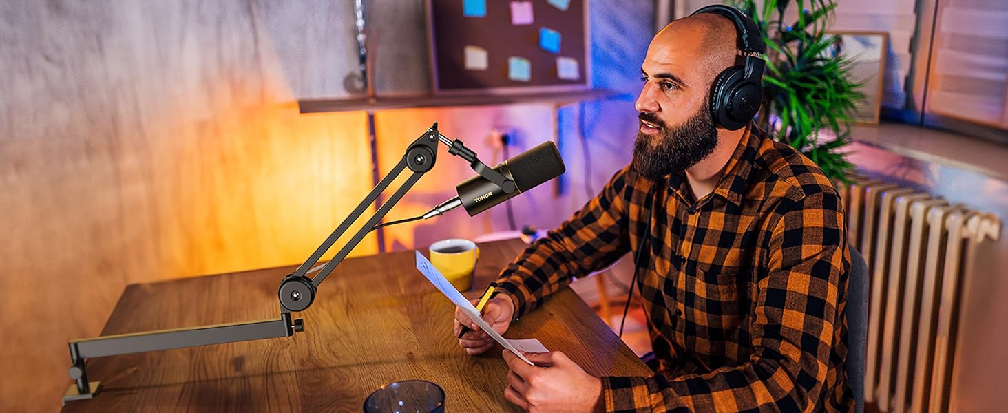 Кріплення для мікрофона TONOR T20LP - низькопрофільний тримач для геймінгу та подкастингу, чорний, з прихованою пружиною