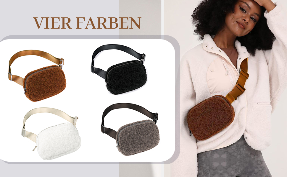 Жіноча/Чоловіча поясна сумка на стегно з овечої вовни (колір: коричневий) - для спорту, подорожей, активного відпочинку