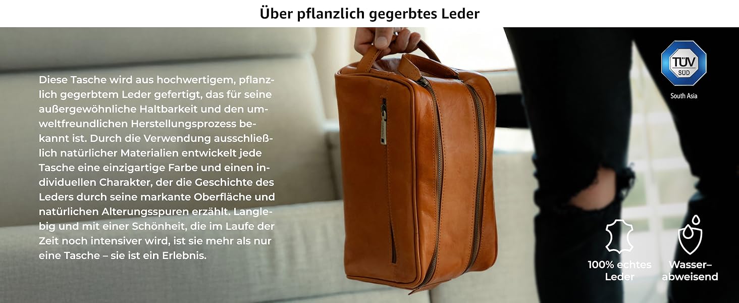 Шкіряна косметичка Berliner Bags Vintage Kulturbeutel Tim XL для чоловіків та жінок, коричнева