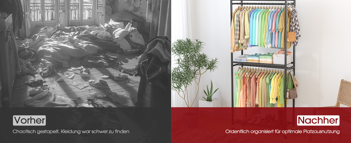 Стійка для одягу на колесах з полицями та гачками, металева, 84 x 31 x 202 см, чорна