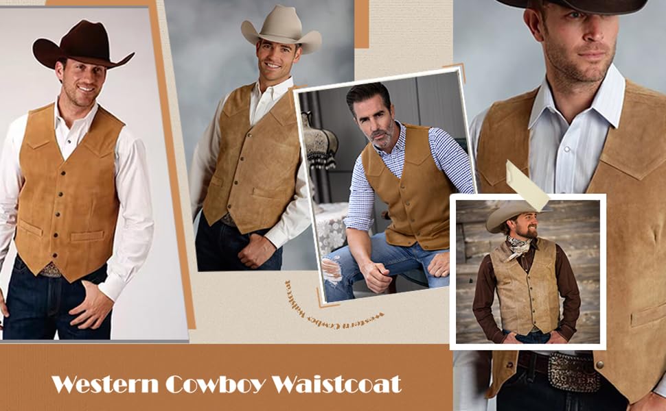 Костюм з велюру чоловічий Tuikayoo, жилет у стилі вестерн, коричневий, розмір L