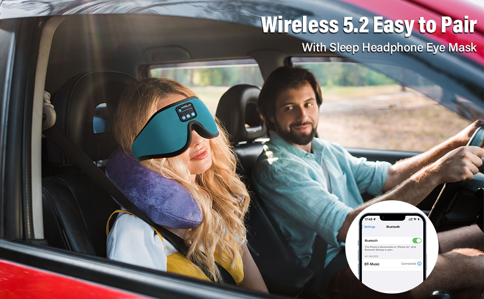 Маска для сну з Bluetooth-навушниками, 3D маска для сну, бездротова музична маска для сну для тих, хто спить на боці/спині, навушники для сну (Цянова)