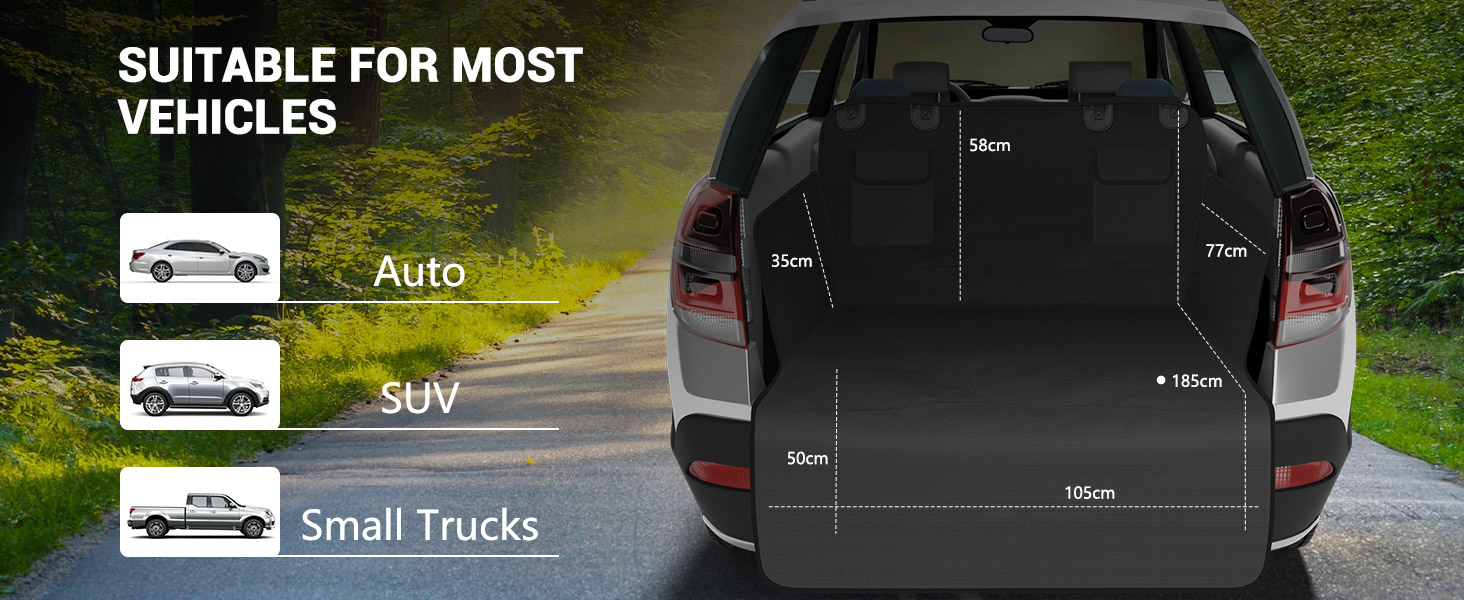 Захист для багажника авто для собак з боковими та захистом краю, універсальний 185x102см, 600D, водонепроникний, стійкий до подряпин, чорний