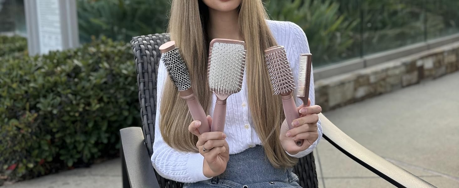 Щітка для волосся без заплутування - розпушувальна щітка для жінок - подарунок - Paddle Brush - м'які щетинки для волосся та шкіри голови - для всіх типів волосся (Матове Червоне Золото)