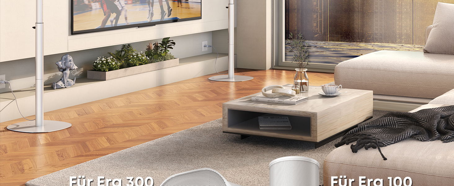 Регульовані підлогові стійки для акустики Sonos Era 100 та Era 300. Висота 74-99 см, міцна база, максимальне навантаження 5 кг (білий)