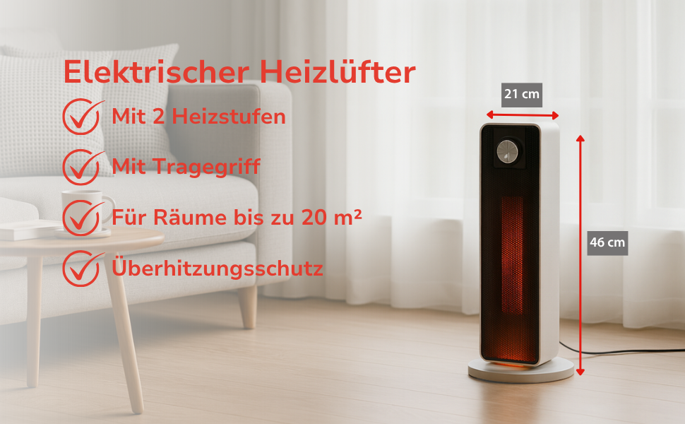 Електричний обігрівач та вентилятор Alpina - Турбо вентилятор з пультом та таймером, 2000W, регулювання температури 15-35°C